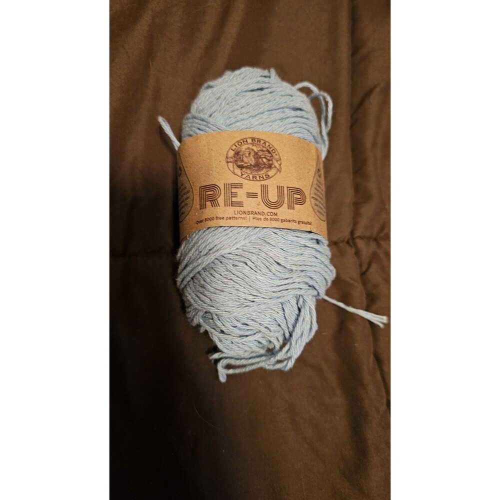Lion Brand Yarn Re-Up Yarn in Sky Blue #107 - Recycled Cotton New